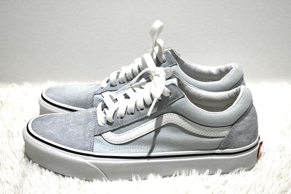 Vans Old Skool Low Womens Size 8 Blue White Athletic Suede Skate Shoes Sneakers